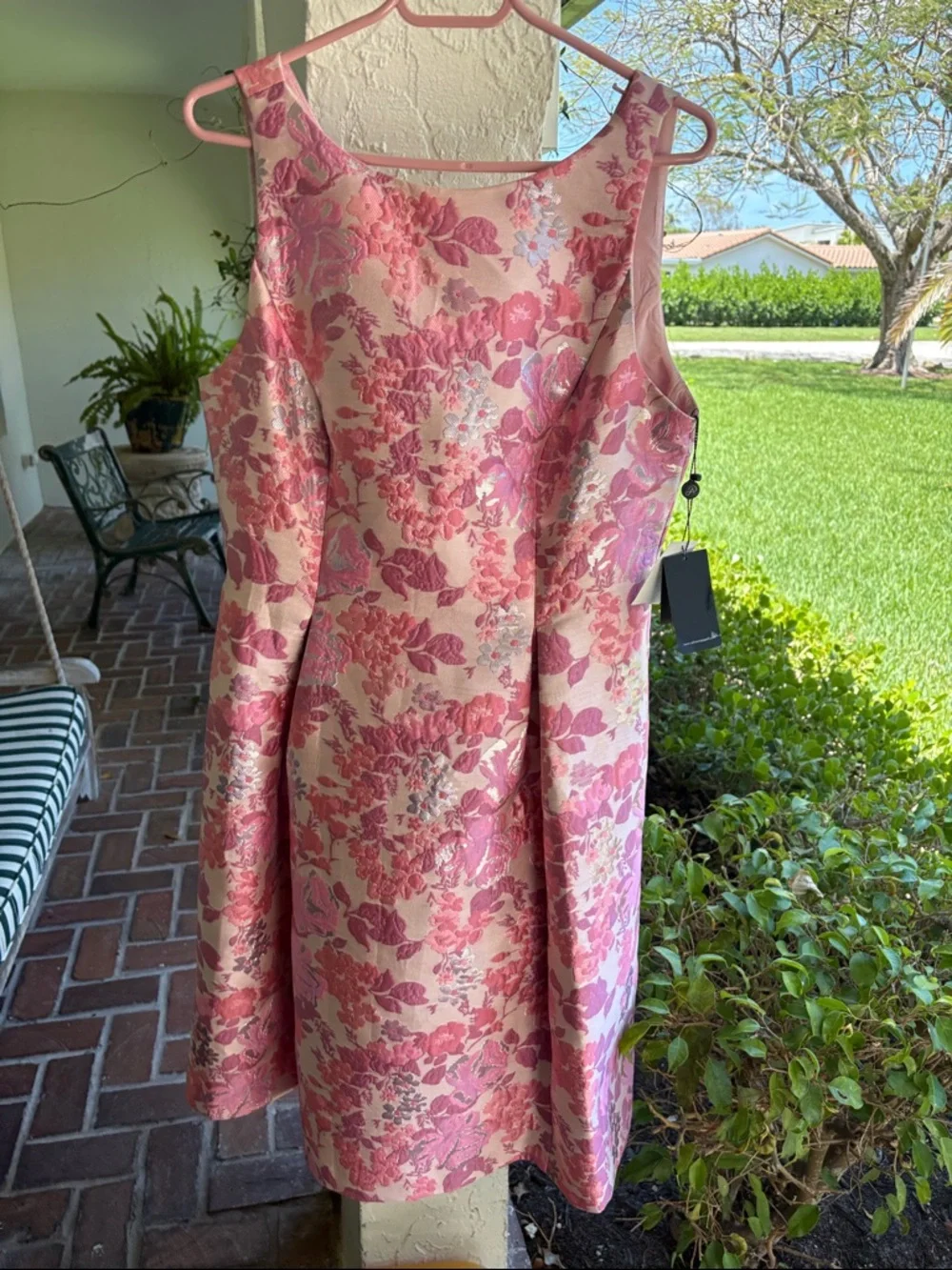 Adrianna PAPELL-Pink Floral  Jacquard Dress - Picture 5 of 8